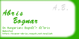 abris bognar business card